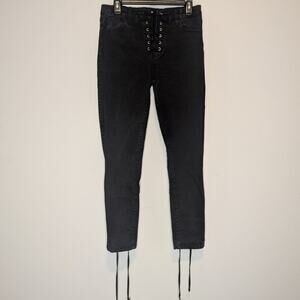 Fashion Nova Black Lace Up Denim Skinny Size 13